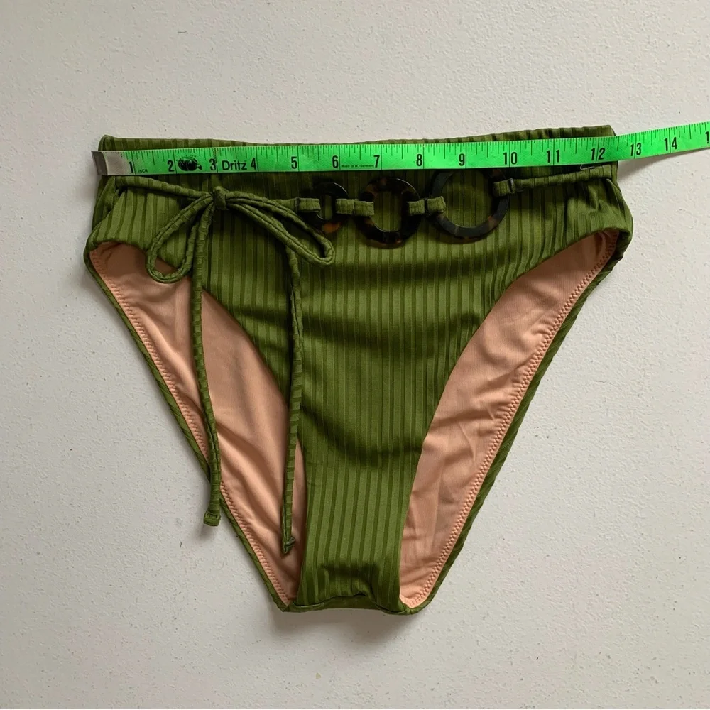 J Crew Size Small Wide-Rib High-Rise Bikini Bottom in Canteen Green NWT - Picture 9 of 12